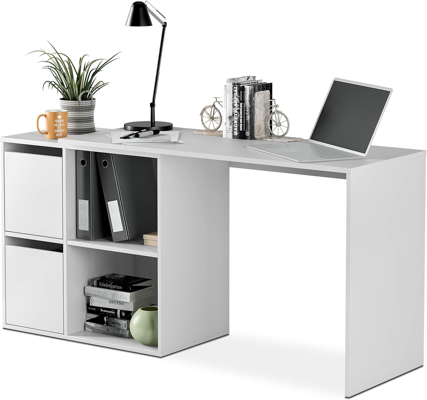 Scrittoio reversibile bianco pluriposizione - 120x49x78 cm regolabile