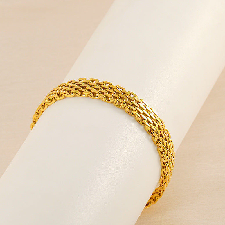 Bracciale da donna con catena, stile business casual, in metallo dorato e argentato