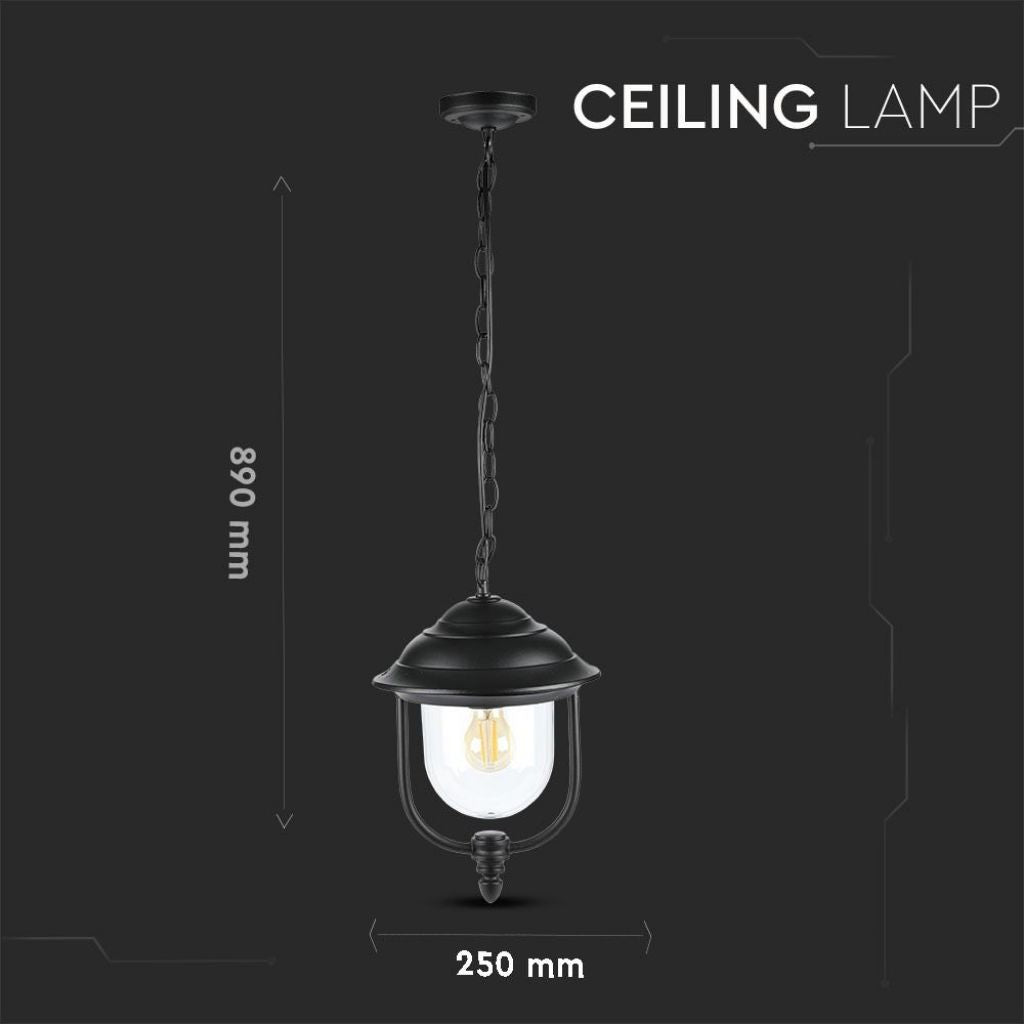 V-TAC Lampada LED da Soffitto a Lanterna E27, L 890mm, Nero, IP44, Max 60W