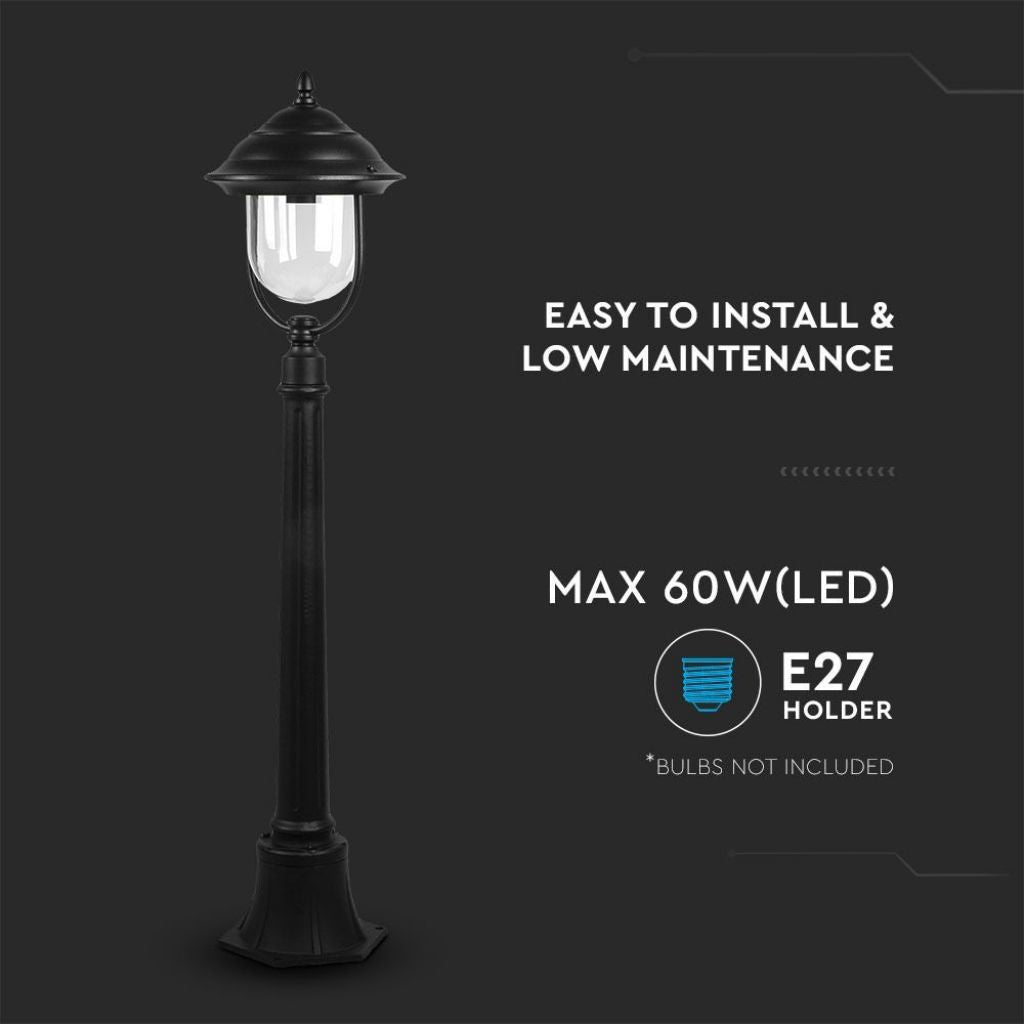 V-TAC Lampada LED da Terra a Lanterna E27, H 110cm, Nero, IP44, Max 60W