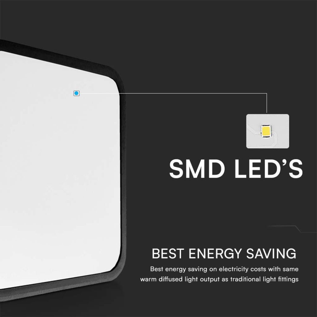 Plafoniera LED 48W Nera 420mm IP44 4000K Samsung Chip | V-TAC