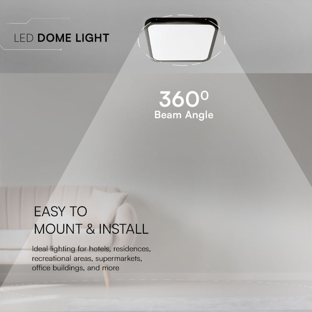 Plafoniera LED 48W Nera 420mm IP44 4000K Samsung Chip | V-TAC