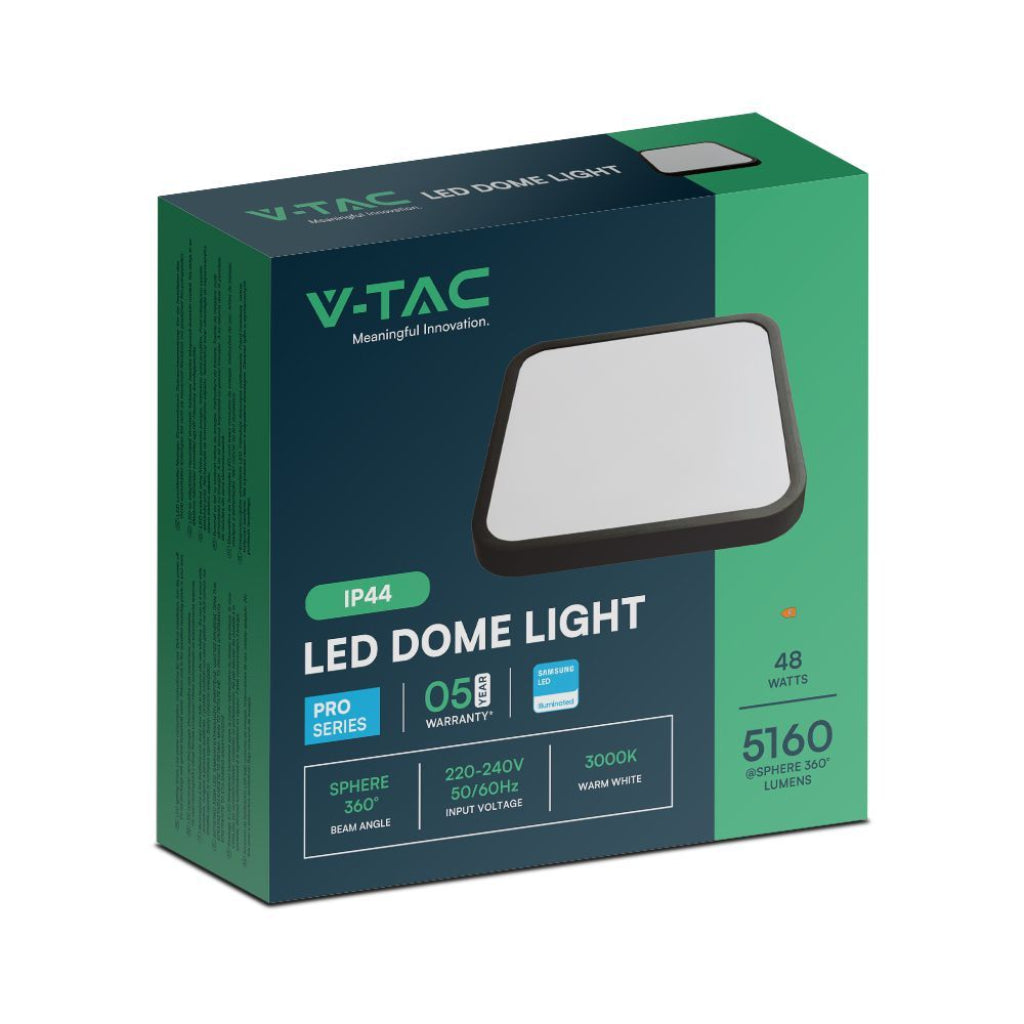 Plafoniera LED 48W Nera 420mm IP44 4000K Samsung Chip | V-TAC