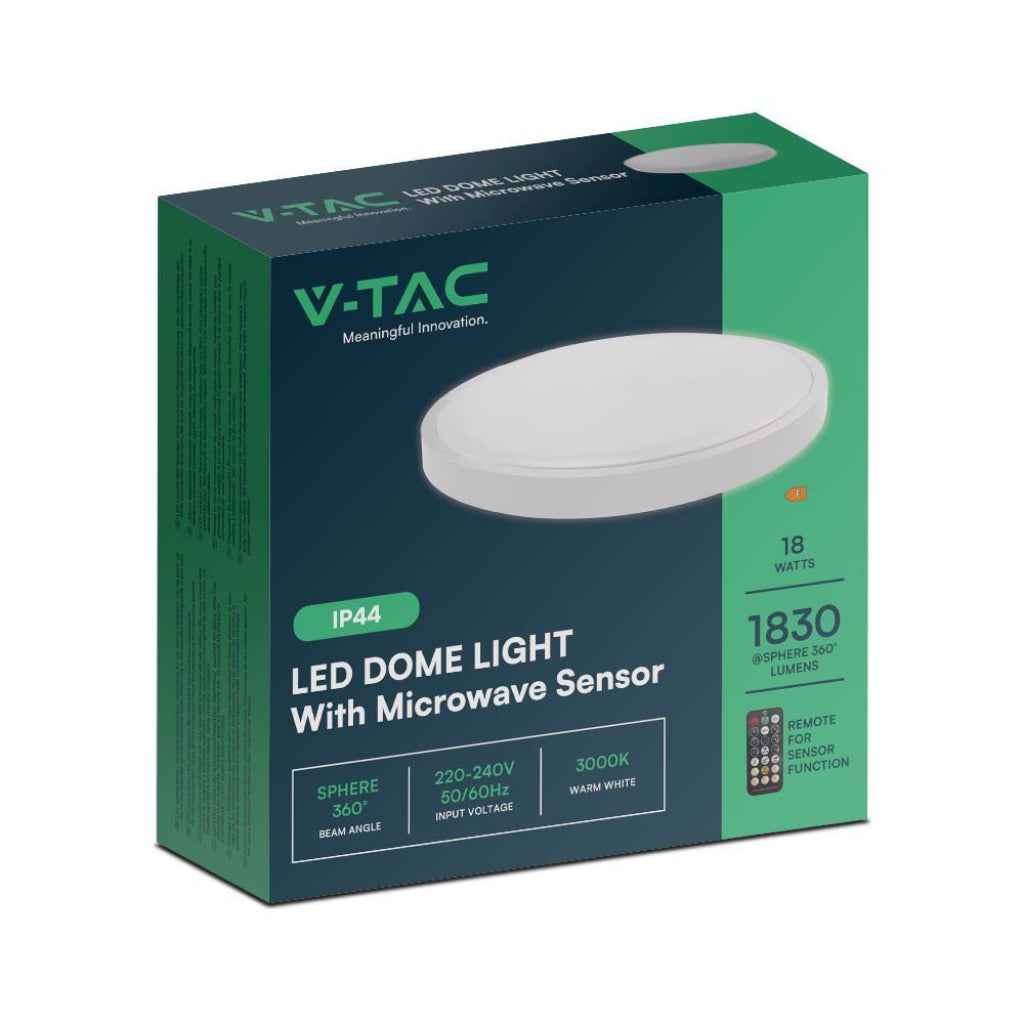Plafoniera LED Rotonda 18W con Telecomando e Sensore di Movimento 6500K IP44