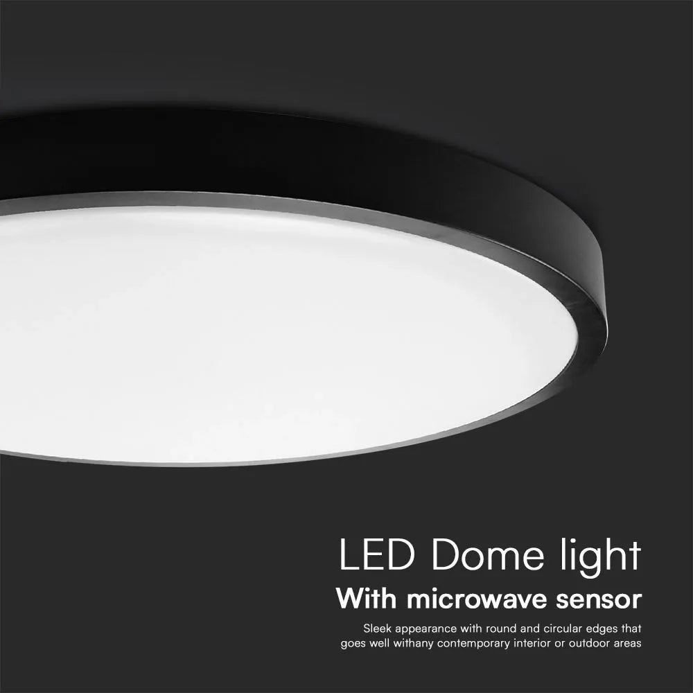 Plafoniera LED V‑TAC 18 W Ø295mm nera – Chip Samsung & sensore, 4000 K