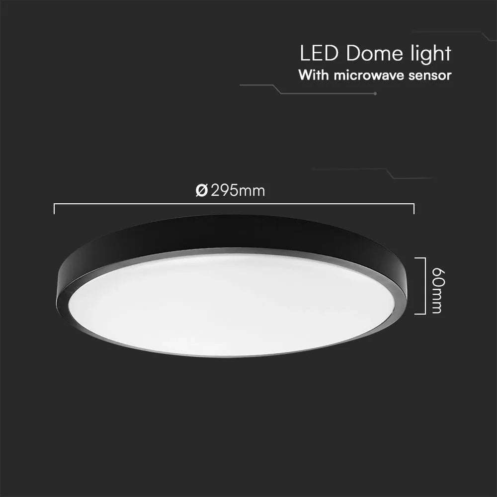 Plafoniera LED V‑TAC 18 W Ø295mm nera – Chip Samsung & sensore, 4000 K