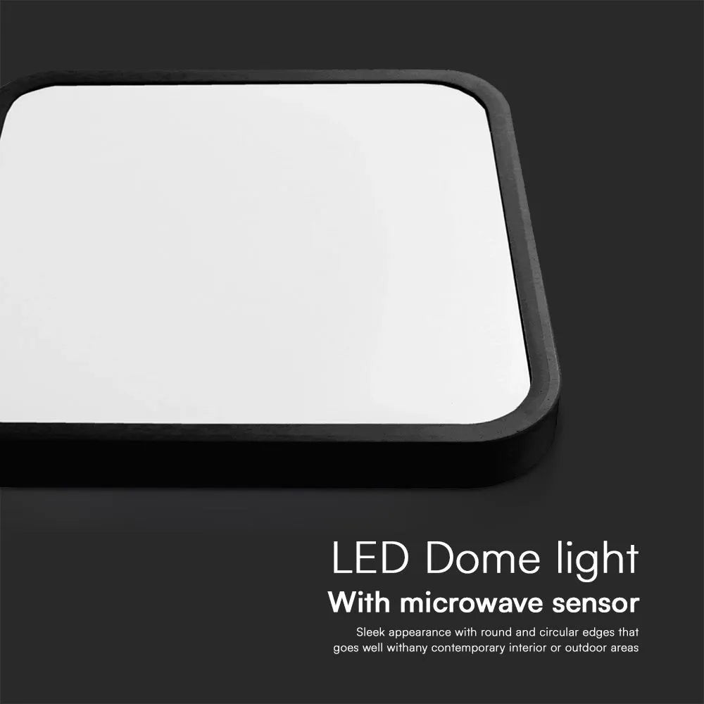 Plafoniera LED V‑TAC 18 W quadrata nera – Chip Samsung, sensore + telecomando