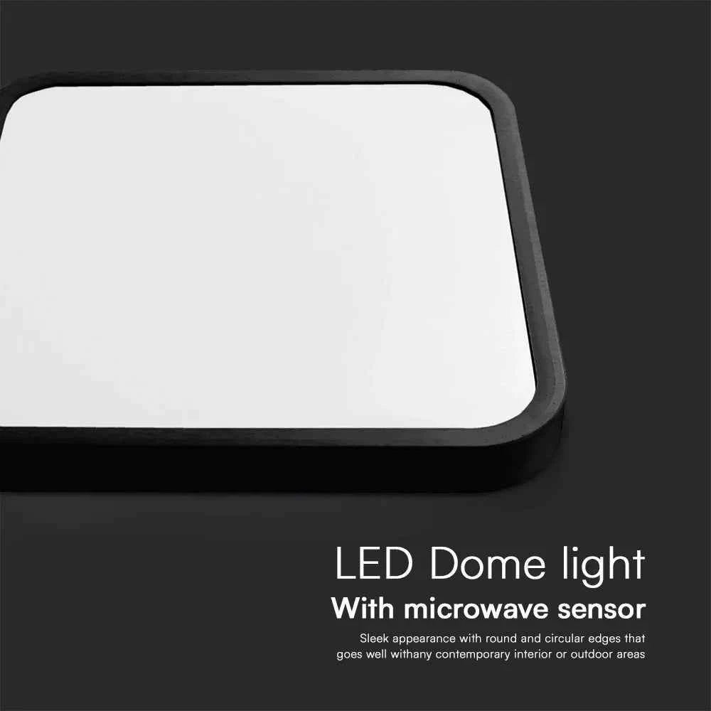 Plafoniera LED V‑TAC 36 W quadrata nera – 4000 K, sensore & telecomando