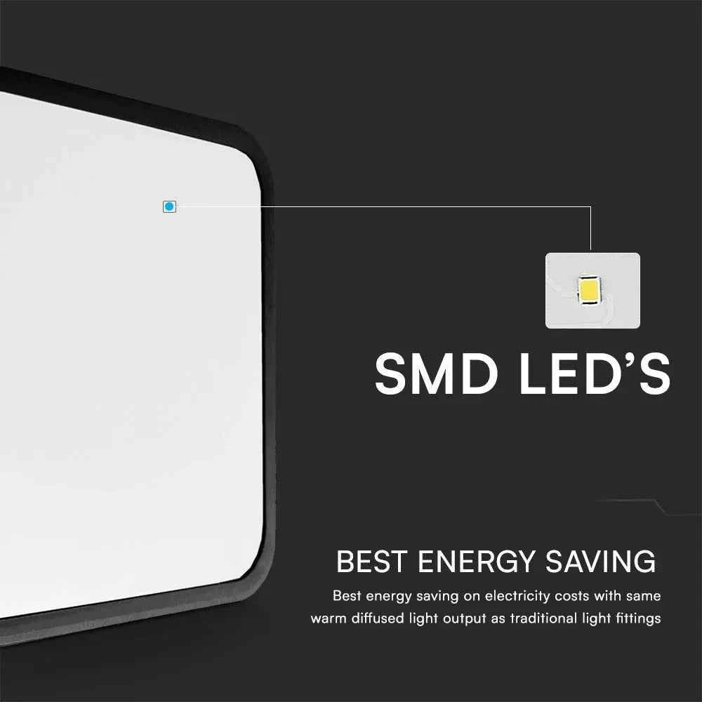 Plafoniera LED V‑TAC 36 W quadrata nera – 4000 K, sensore & telecomando