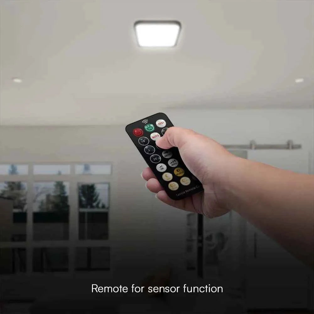 Plafoniera LED V‑TAC 36 W quadrata nera – 4000 K, sensore & telecomando