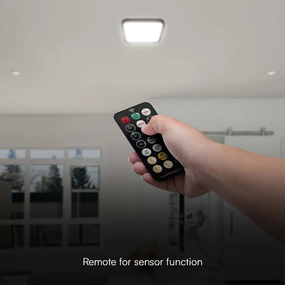 Plafoniera LED V‑TAC 36 W quadrata nera – 4000 K, sensore & telecomando