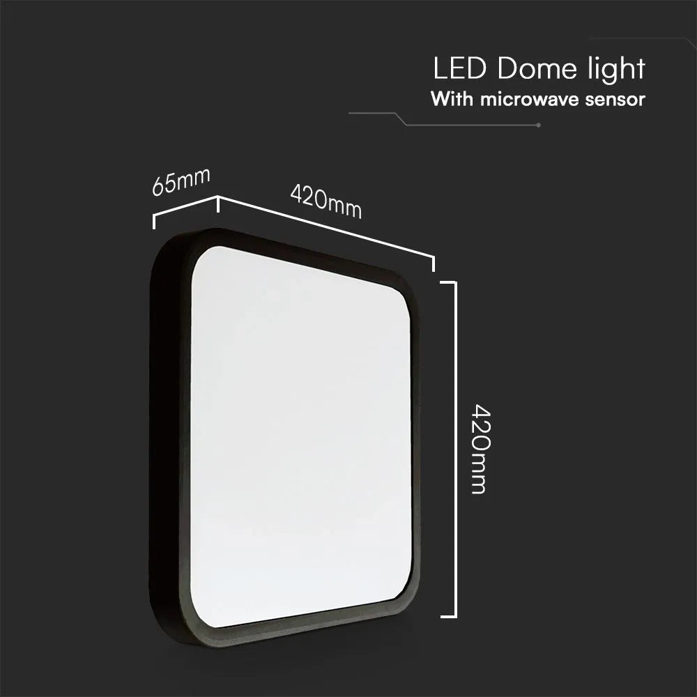 Plafoniera LED V‑TAC 36 W quadrata nera – 4000 K, sensore & telecomando