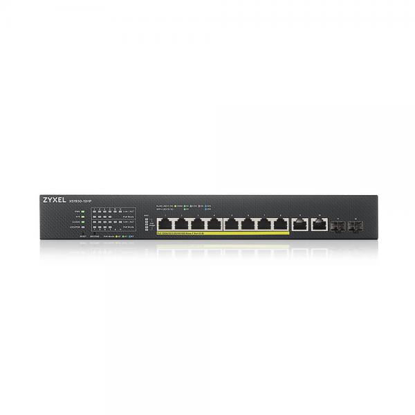 Zyxel 8-port Multi-Gigabit Smart Managed PoE 375Watt 802.3bt Switch - 2x10GbE - 2 SFP+ Uplink - hybrid mode - standalone or NebulaFlex [XS1930-12HP-ZZ0101F]