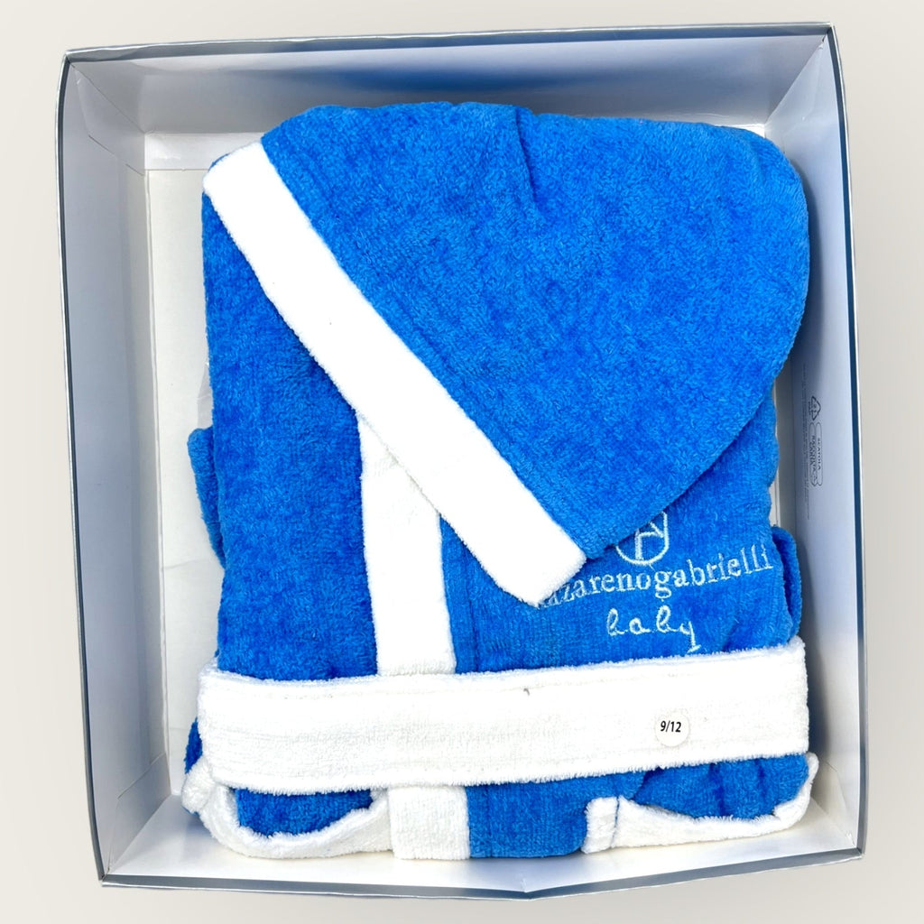 Nazareno Gabrielli - Accappatoio Baby Interno In Spugna Esterno In Ciniglia Con Logo Ricamato Art. Ng396