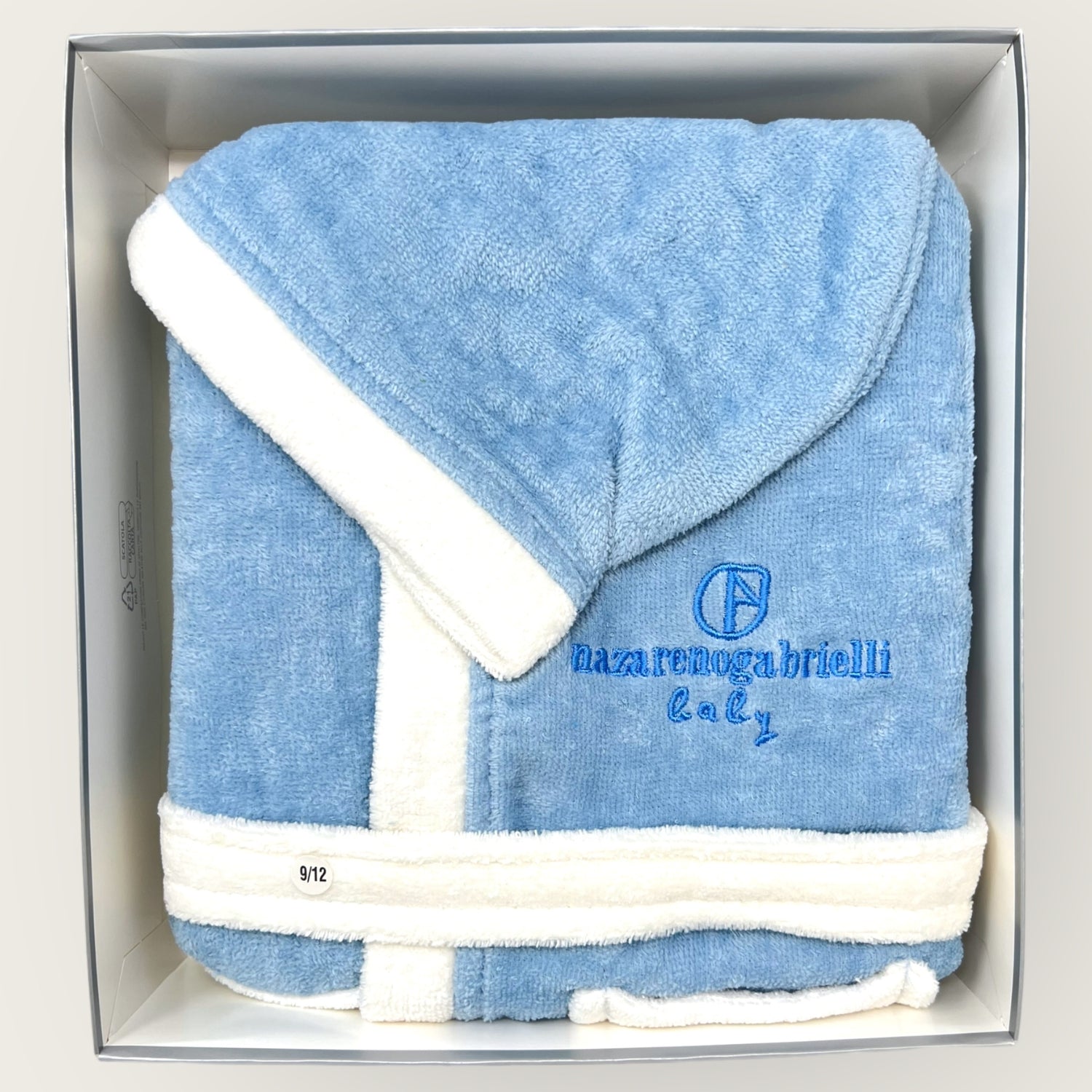 Nazareno Gabrielli - Accappatoio Baby Interno In Spugna Esterno In Ciniglia Con Logo Ricamato Art. Ng396