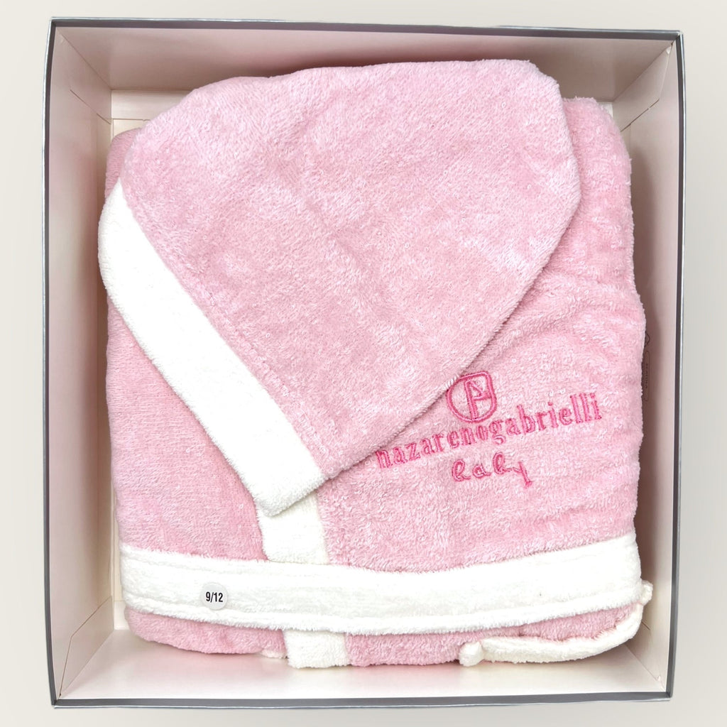 Nazareno Gabrielli - Accappatoio Baby Interno In Spugna Esterno In Ciniglia Con Logo Ricamato Art. Ng396