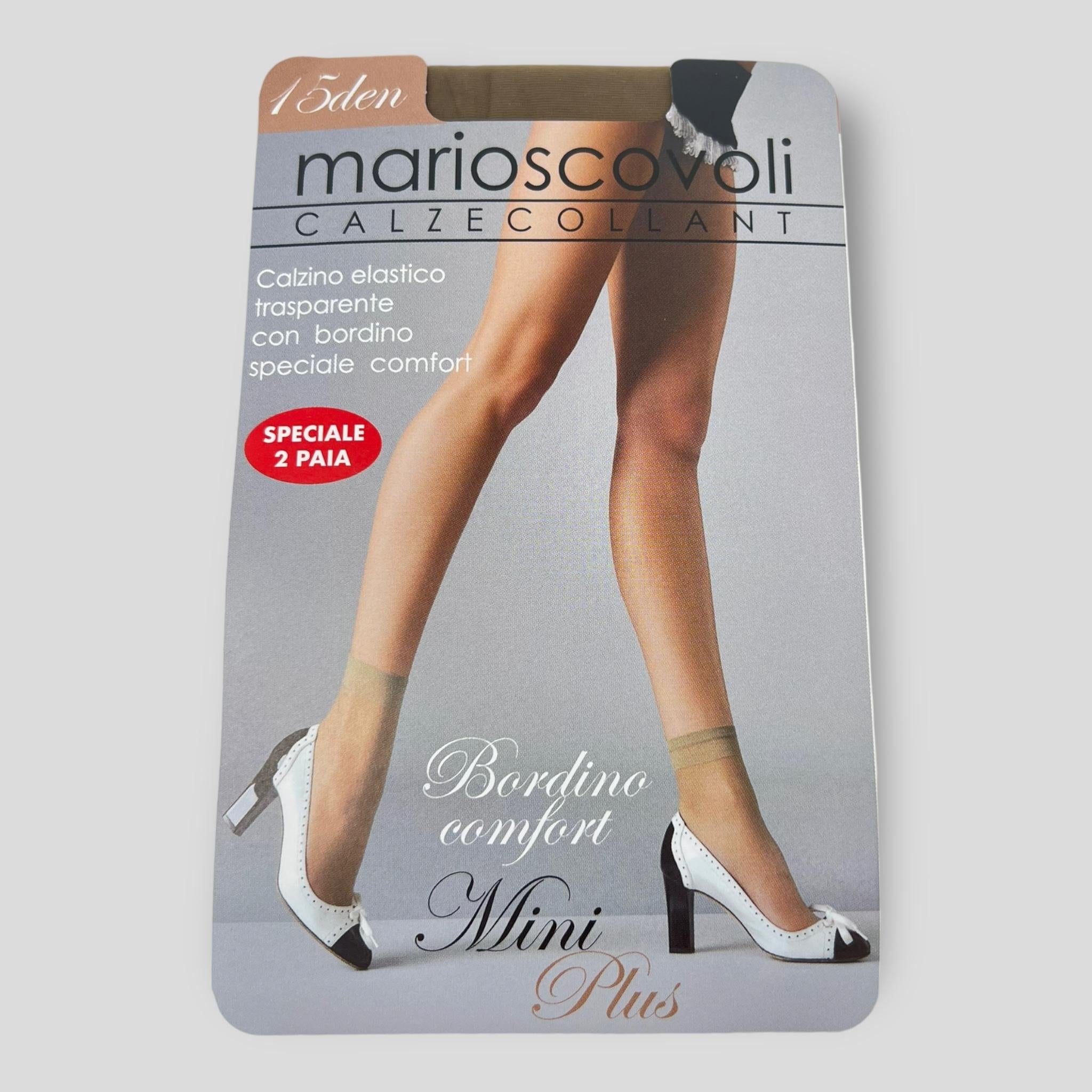 Mini Plus Confezione 2 Paia Calzino Donna Velato Bordino Confort Colori Daino Nero Mis Unica Art.mini Plus