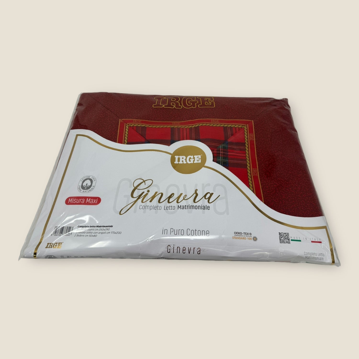 Irge Natale - Coppia In Cotone 2 Posti Scozzese Natalizia Misura 250x290  Art. Ginevra