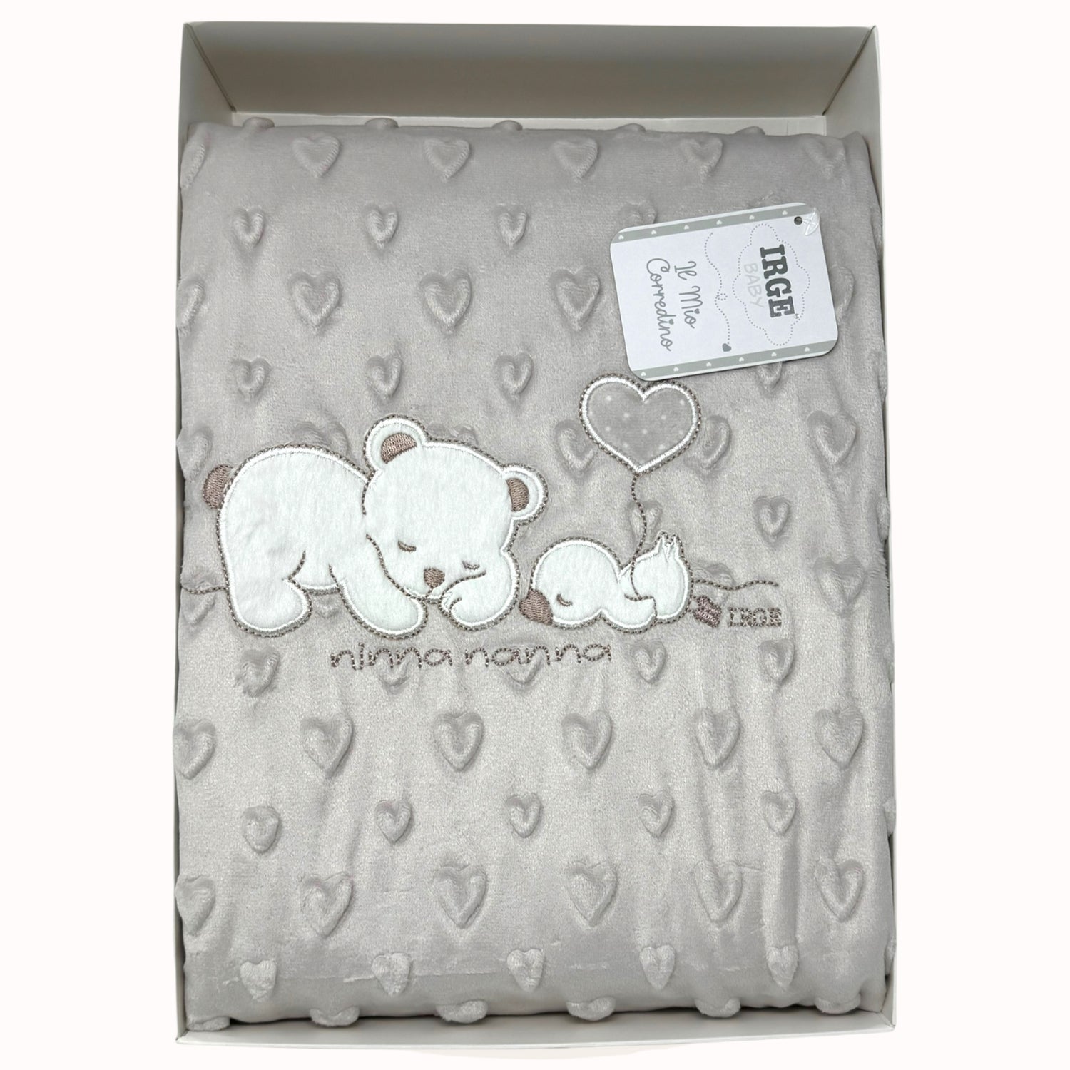 Irge Baby - Copertina Culla In Morbido E Caldo Coral Con Applicazione E Ricamo Mis. 115x140