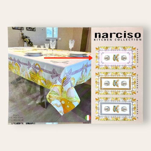 Narciso Home - Servizio Tavola Con Tovaglioli X12 Stampa Pasquale Assortite Mis. 140x240  Art. Serv440