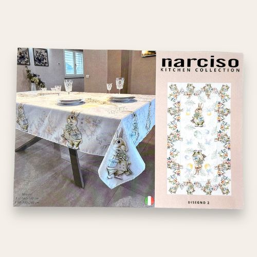 Narciso Home - Servizio Tavola Con Tovaglioli X6 Stampa Pasquale Assortite Mis. 140x180  Art. Serv441