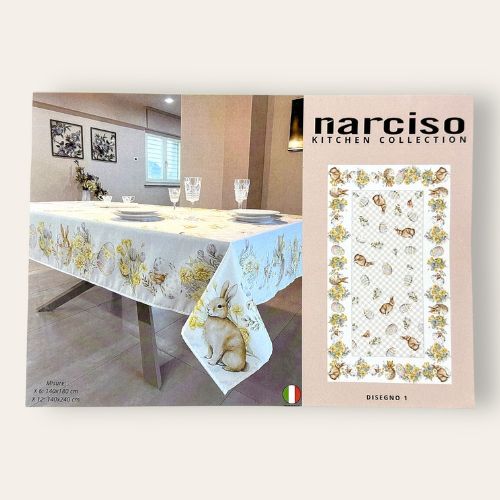 Narciso Home - Servizio Tavola Con Tovaglioli X12 Stampa Pasquale Assortite Mis. 140x240  Art. Serv440