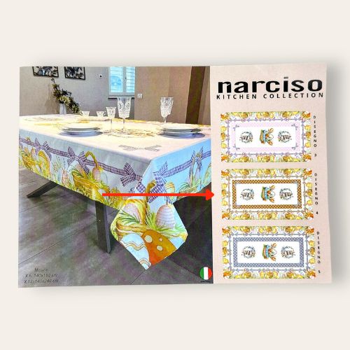 Narciso Home - Servizio Tavola Con Tovaglioli X12 Stampa Pasquale Assortite Mis. 140x240  Art. Serv440
