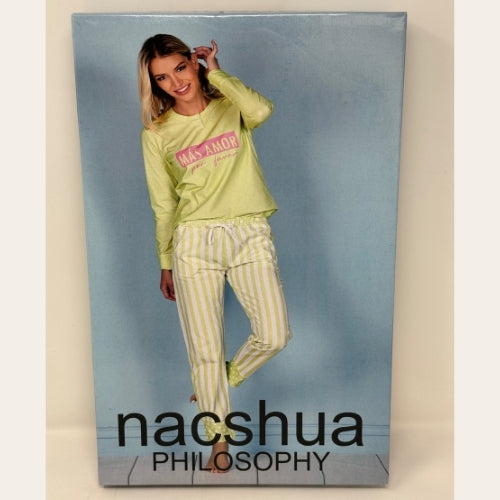 Nacshua - Pigiama Donna Serafino In Puro Cotone Con Pantalone Rigato  Art. Cholchium