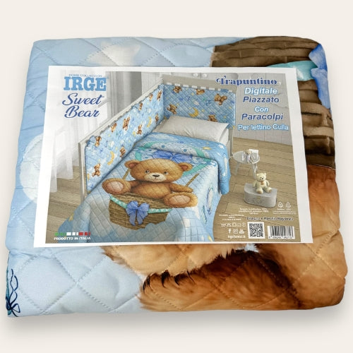 Irge Baby - Trapuntino Primaverile Per Culla Lettino Con Paracolpi Stampata Art. Sweet Bear