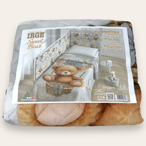 Irge Baby - Trapuntino Primaverile Per Culla Lettino Con Paracolpi Stampata Art. Sweet Bear
