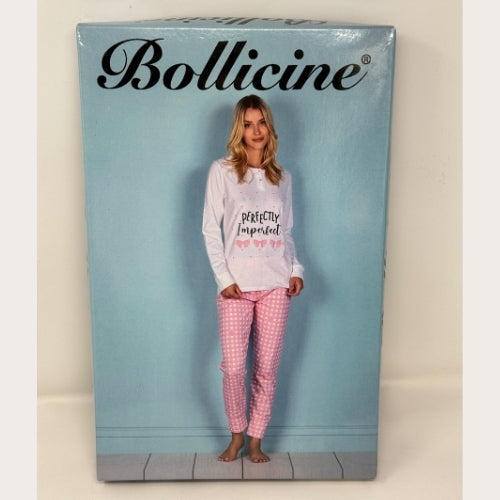 Bollicine Primavera - Pigiama Donna Cotone Serafino In Puro Cotone Pantalone Quadri  Art. Luna