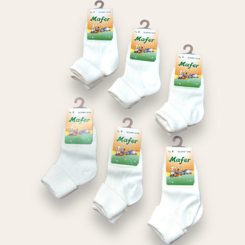 Mafer Baby - 6 Calzini Con Risvolto In Puro Cotone Da Misura (11-12 A 25-26)  Art. 029792