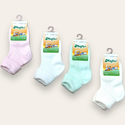 Mafer Baby - 6 Calzini Con Risvolto In Puro Cotone Da Misura (11-12 A 25-26)  Art. 029792
