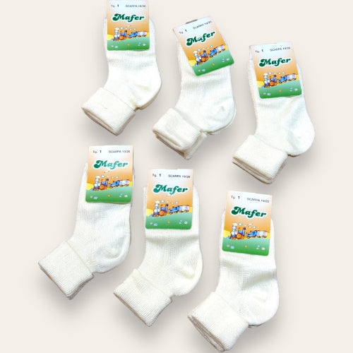 Mafer Baby - 6 Calzini Con Risvolto In Puro Cotone Da Misura (11-12 A 25-26)  Art. 029792