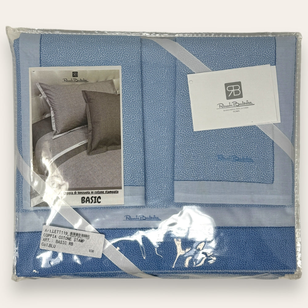 Renato Balestra - Completo Lenzuola Matrimoniale 2 Posti Fantasia In Puro Cotone -in 10 Colori-  Art. Lett119 Basic