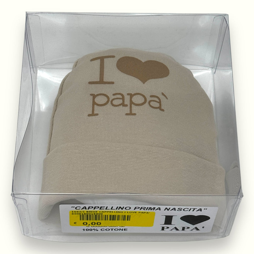 Teneri Bebè - Cappello Baby In Puro Cotone Con Stampa  I Love Papa'  Art. 1662-1