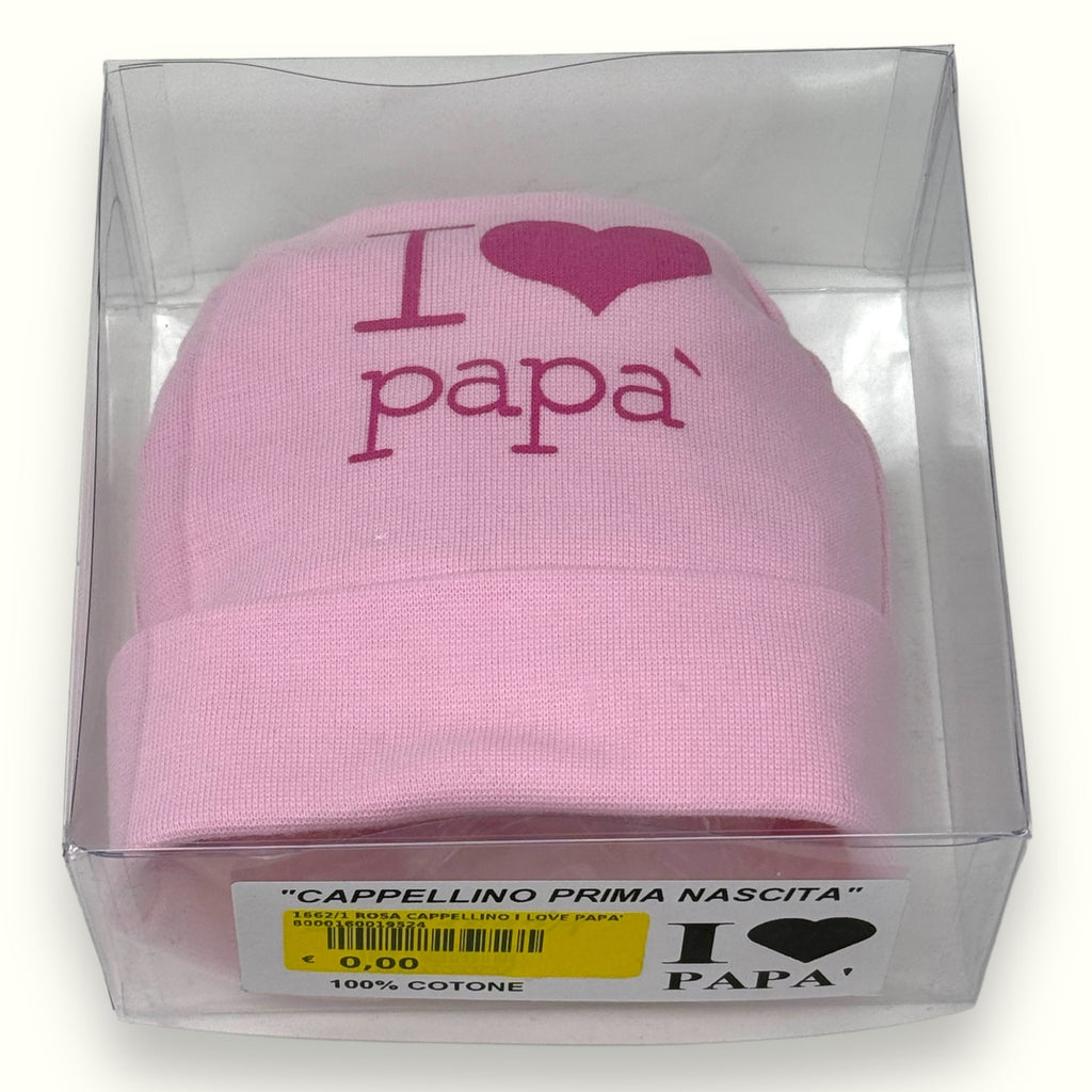 Teneri Bebè - Cappello Baby In Puro Cotone Con Stampa  I Love Papa'  Art. 1662-1