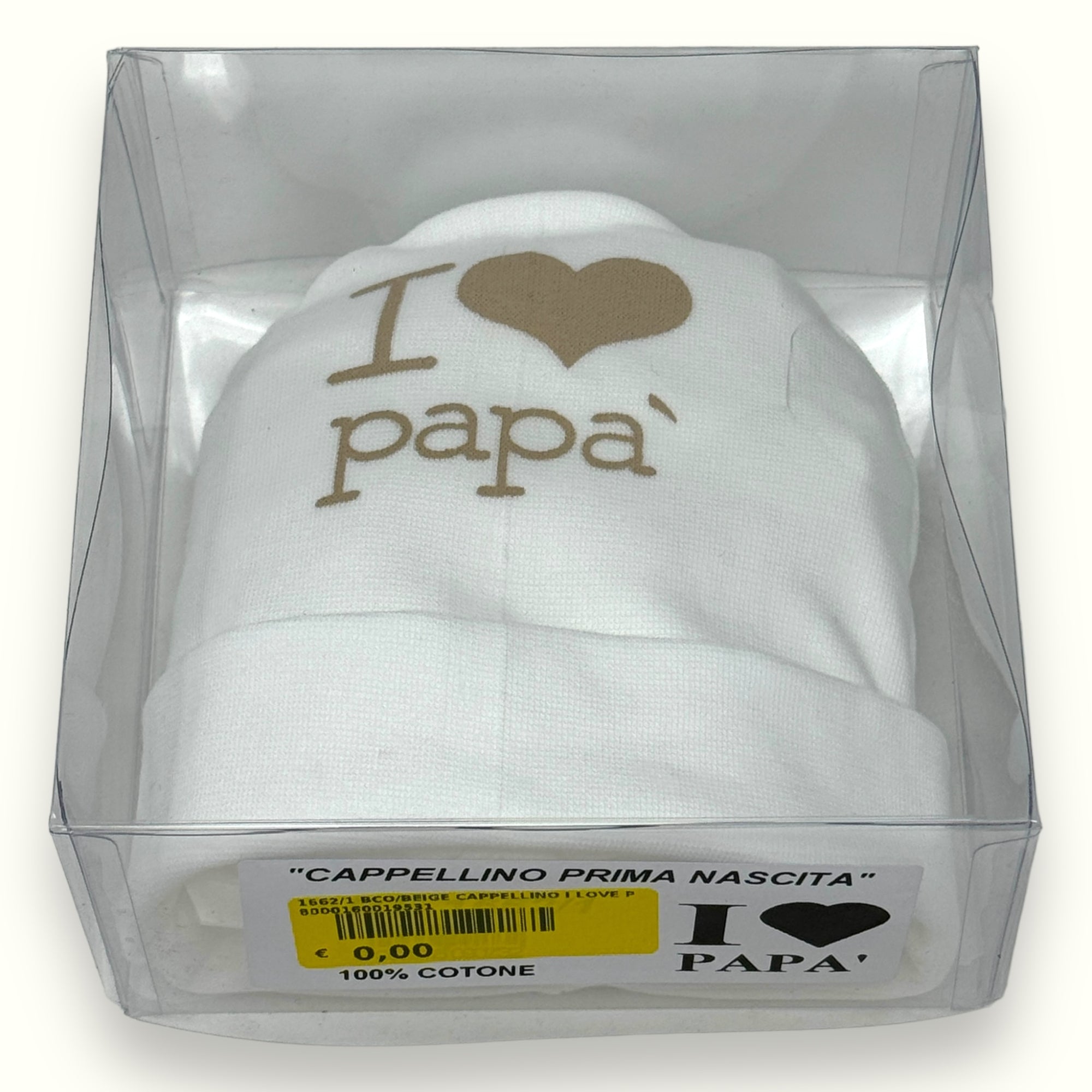Teneri Bebè - Cappello Baby In Puro Cotone Con Stampa  I Love Papa'  Art. 1662-1