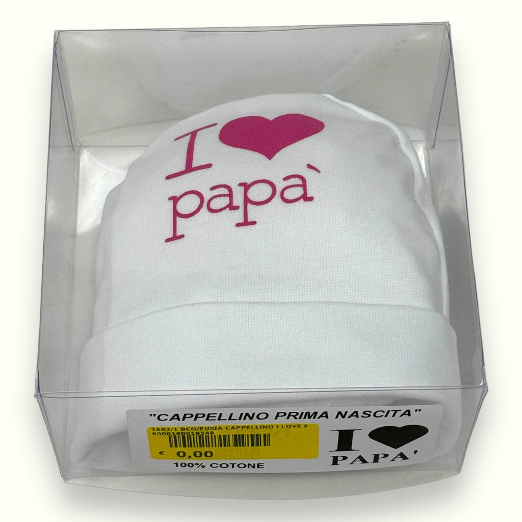 Teneri Bebè - Cappello Baby In Puro Cotone Con Stampa  I Love Papa'  Art. 1662-1