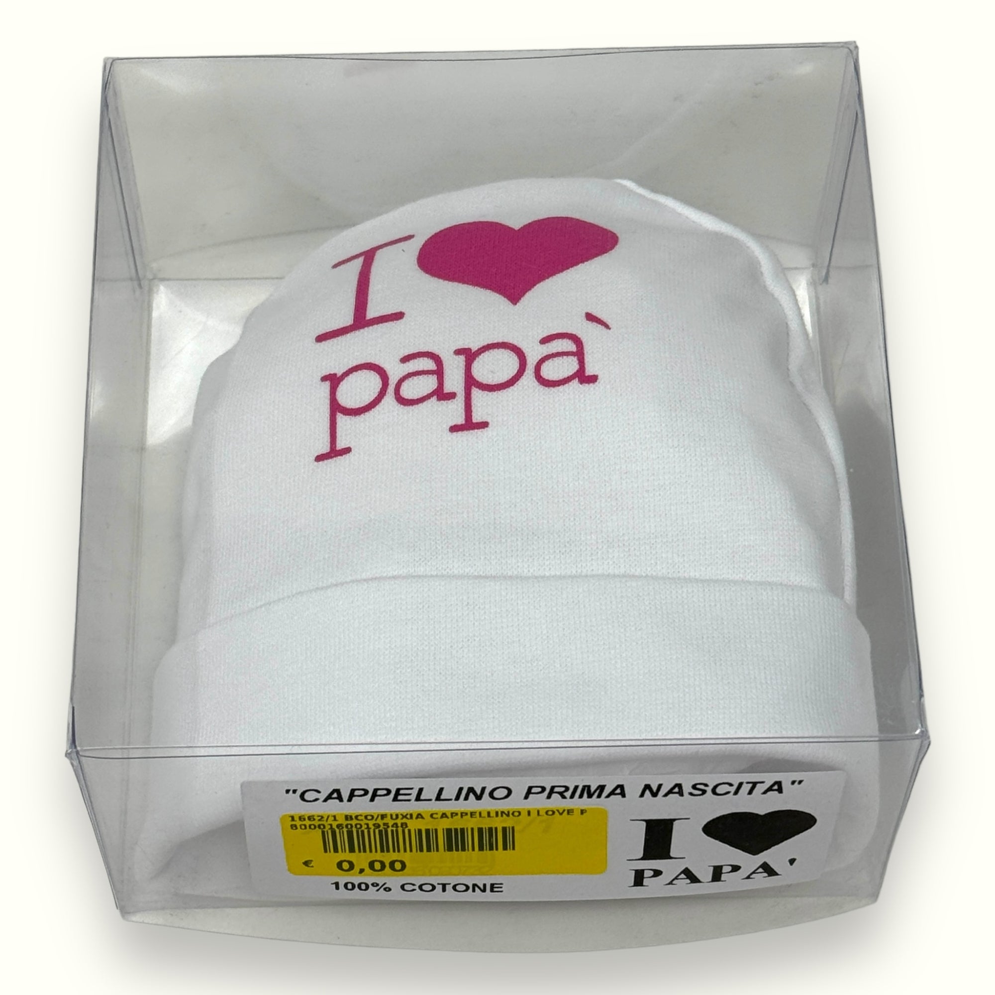 Teneri Bebè - Cappello Baby In Puro Cotone Con Stampa  I Love Papa'  Art. 1662-1