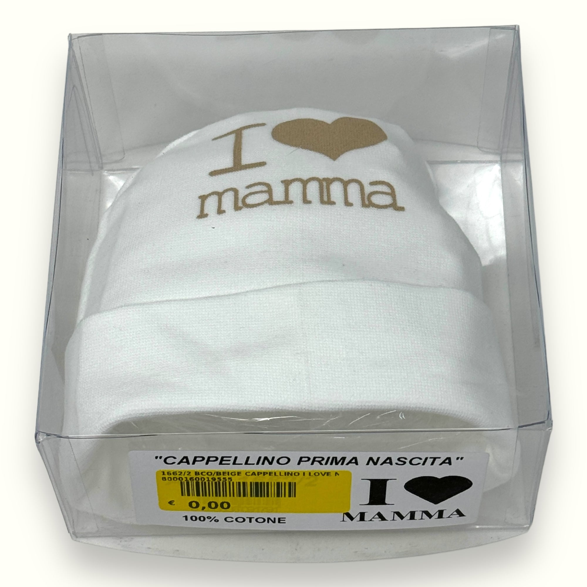 Teneri Bebè - Cappello Baby In Puro Cotone Con Stampa  I Love Mamma  Art. 1662-2