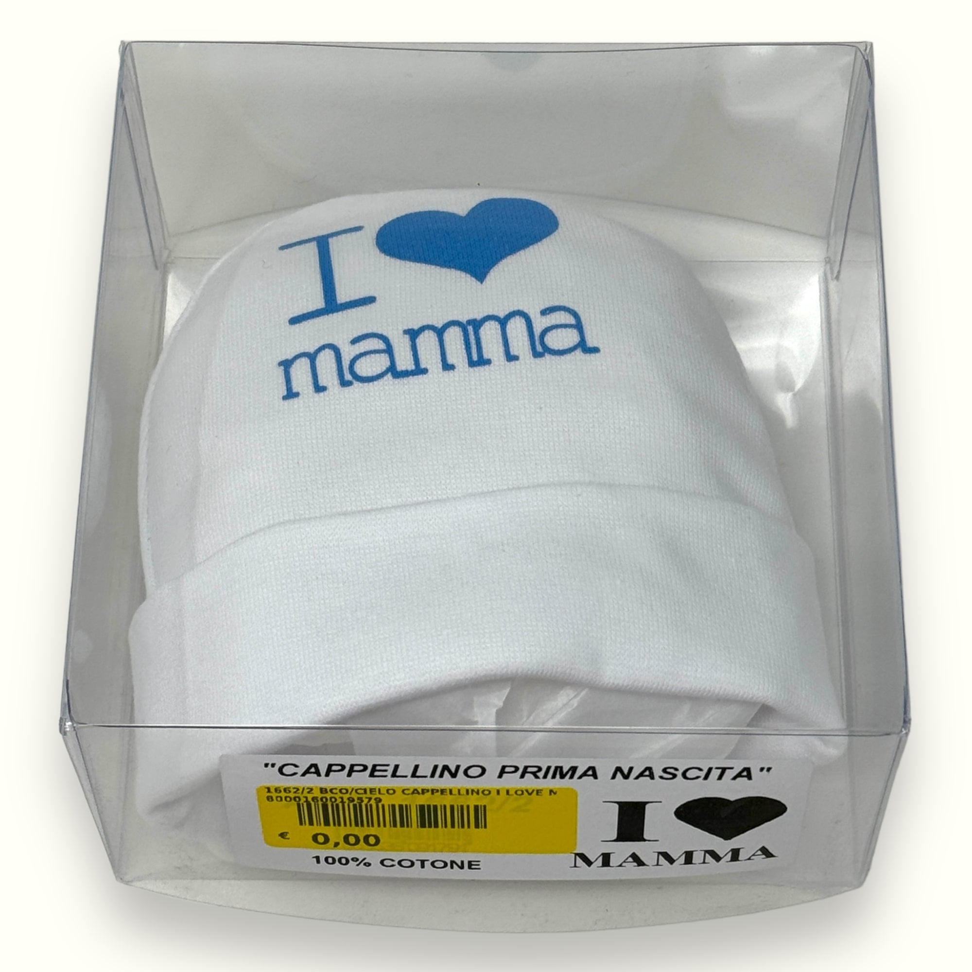 Teneri Bebè - Cappello Baby In Puro Cotone Con Stampa  I Love Mamma  Art. 1662-2
