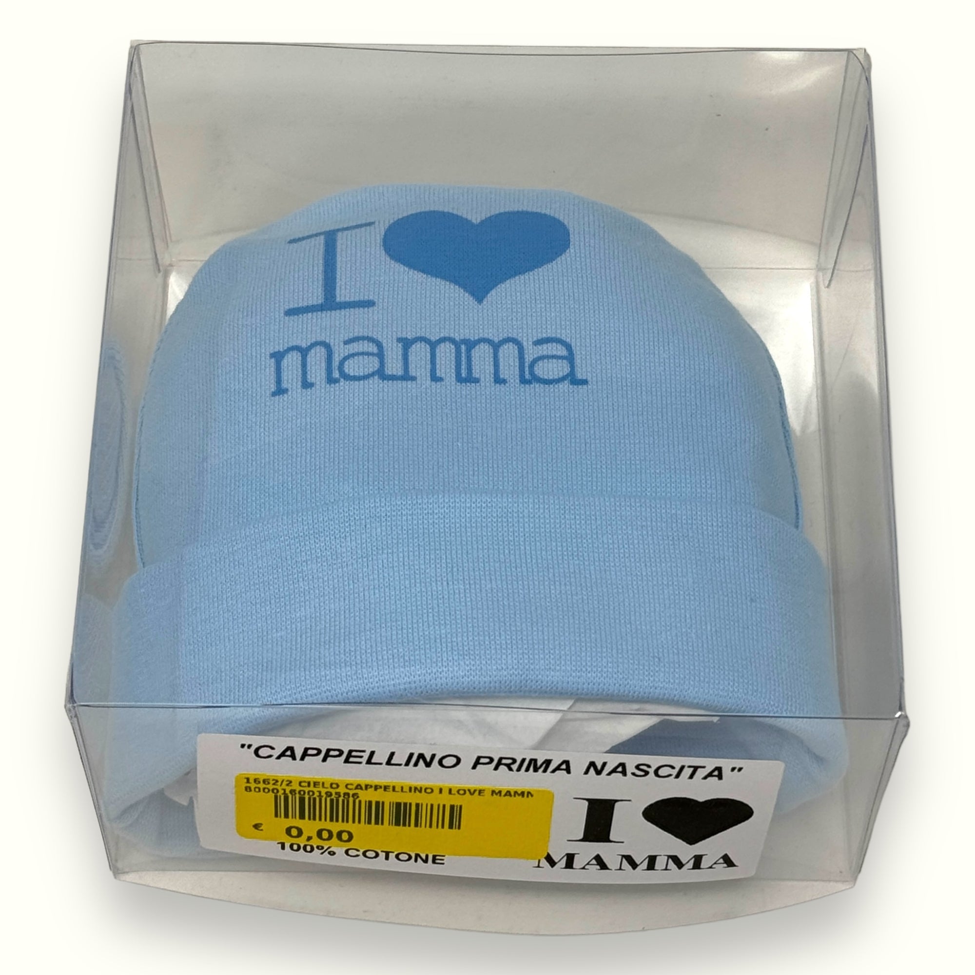 Teneri Bebè - Cappello Baby In Puro Cotone Con Stampa  I Love Mamma  Art. 1662-2