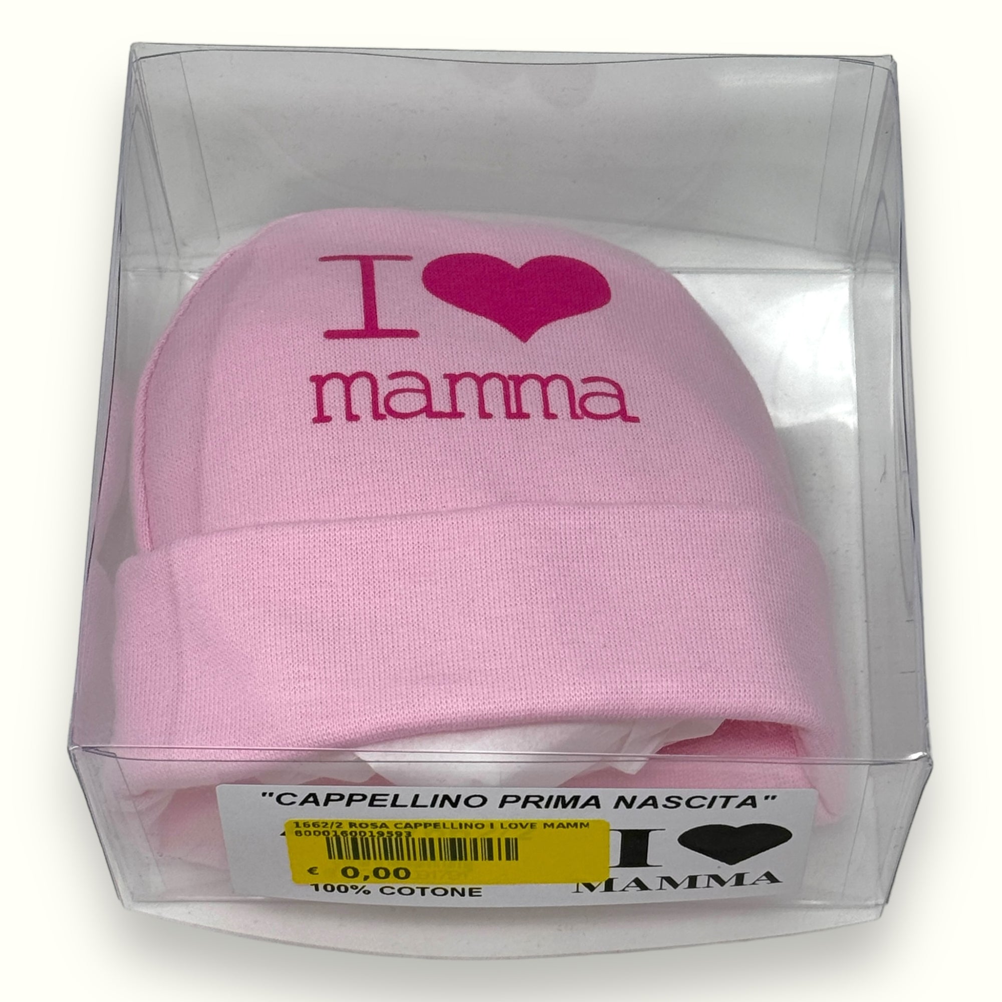Teneri Bebè - Cappello Baby In Puro Cotone Con Stampa  I Love Mamma  Art. 1662-2
