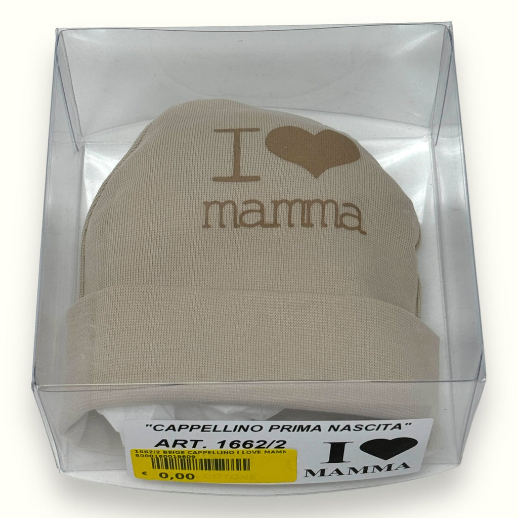 Teneri Bebè - Cappello Baby In Puro Cotone Con Stampa  I Love Mamma  Art. 1662-2