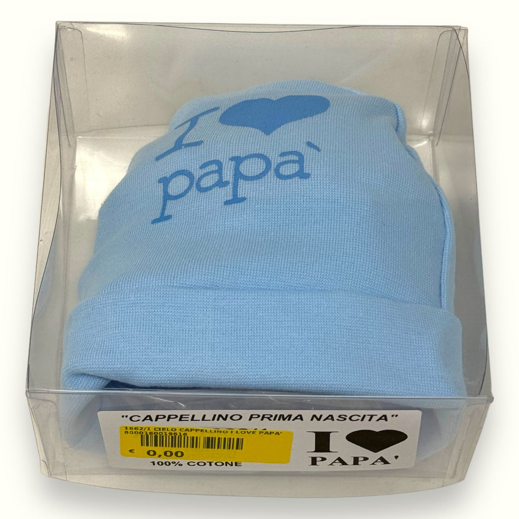 Teneri Bebè - Cappello Baby In Puro Cotone Con Stampa  I Love Papa'  Art. 1662-1