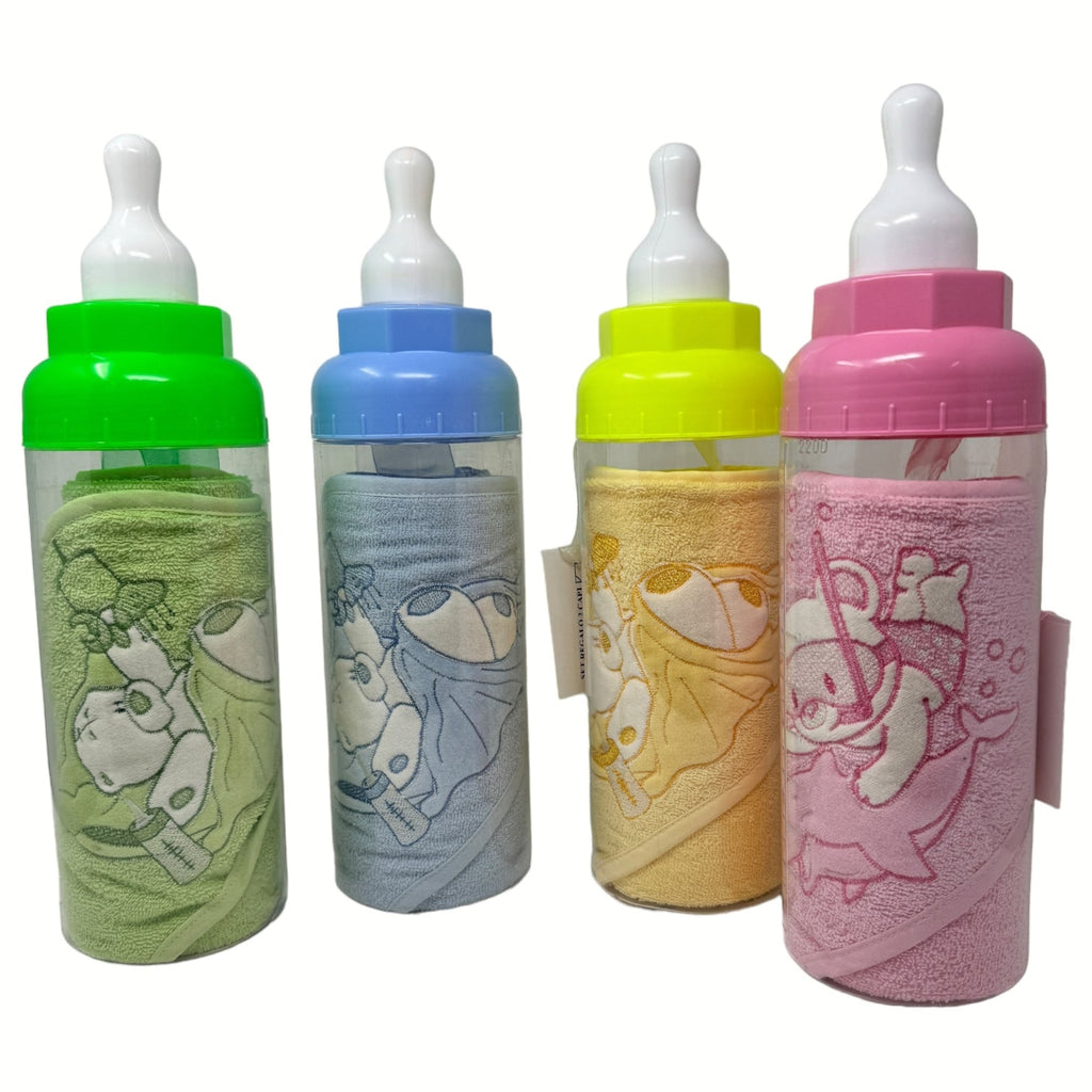 Nancy Baby - Set Regalo Baby Accappatoio Triangolo + Biberon Saladanaio  Art1949