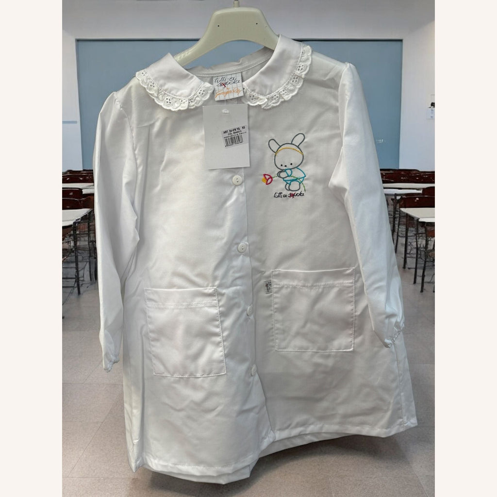 Tutti A Scuola - Grembiule Scuola Asilo Femminuccia Con Ricamo E Applicazione In Pizzo Art. 24476