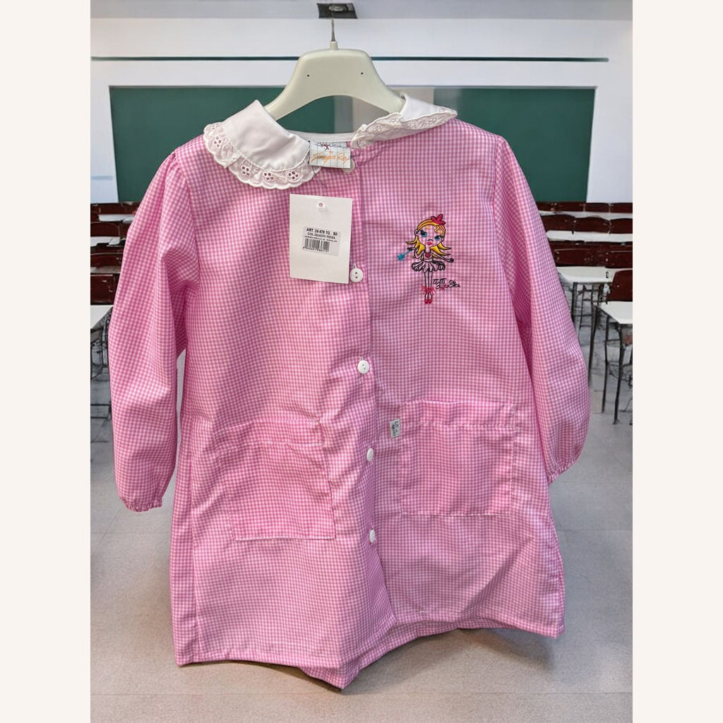 Tutti A Scuola - Grembiule Scuola Asilo Femminuccia Con Ricamo E Applicazione In Pizzo Art. 24478