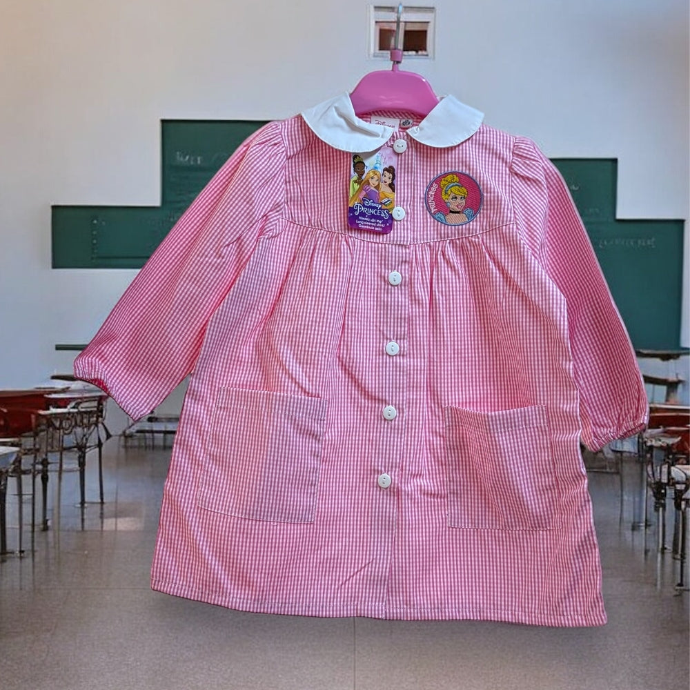 Princess Disney Cartoon Grembiule Scuola Asilo Quadretti Con Ricamo  Art. Pri0497